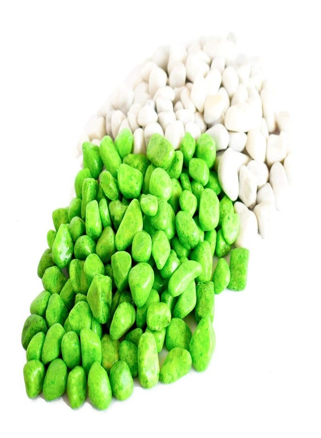 Power Stone Decorative Coloured Asymmetric Marble Stone Pebbles for Vase Filler Plant Pots Home Aquarium Fish Tanks Landscape Outdoor Garden Decoration (Parrot Green & White, 3Kg) - Image 3